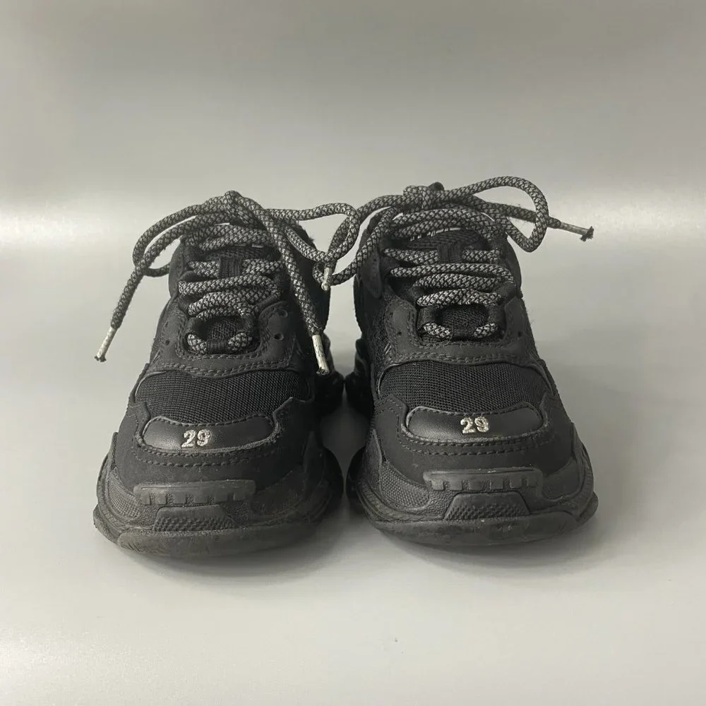 Balenciaga Triple S Kid's Black Polyurethane Wedge Trainer Sneakers, 29 - Picture 3 of 14